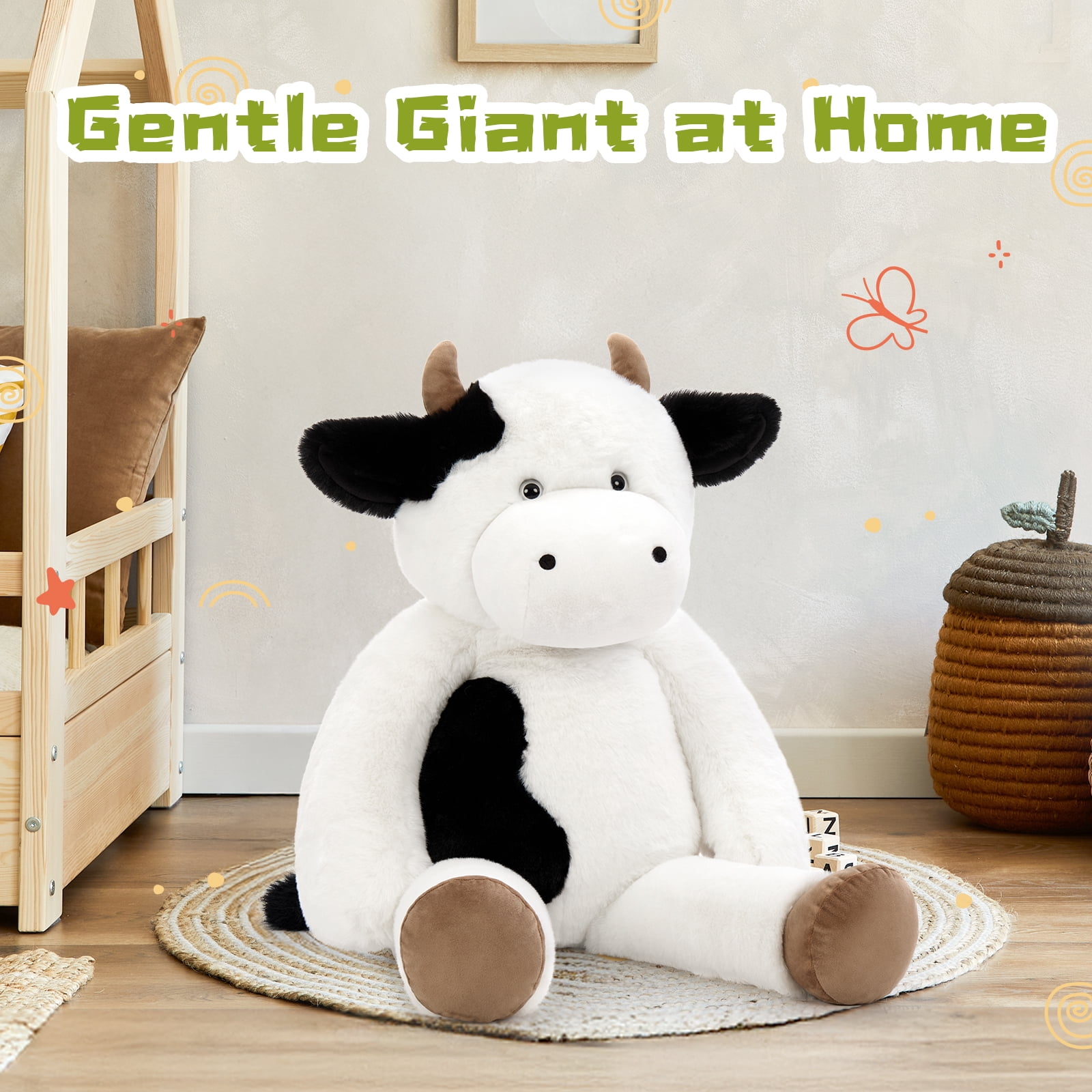MorisMos 31.5'' Cow Stuffed Animals Giant Cow Plush Toy Pillow
