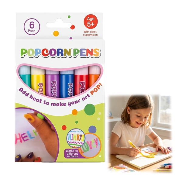 Popcornpens Temperature Changing Paint Pens, 6 Count Washable Mess‑Free Art Markers, DIY Craft Gift for Art Enthusiasts