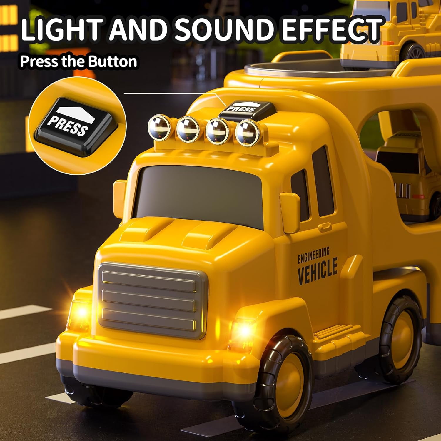 TYMZDYN Construction Truck Boy Toys for 3-5 Year Old Toddlers - Toys for 3 4 5 6 7 Years Old Engineering Transport Vehicle Carrier Truck, Kids Excavator Crane Gift Toys for Boys & Girls Aged 4-6