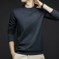 thumbnail image 2 of AWZXDE Men's Solid Color Soft Fit Crewneck Sweatshirt, Slim Long Sleeve Wear Pullover Dark Blue,XXXL, 2 of 3