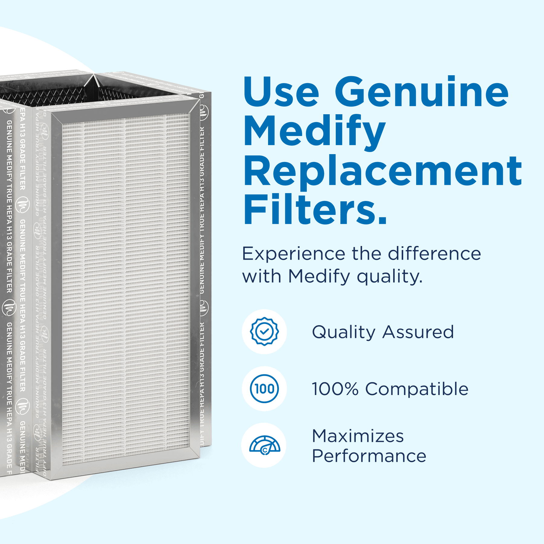 Medify Air MA-50 Replacement Filter 1-Pack | 3-in-1 Pre-Filter, HEPA H13 & Activated Carbon Filter | Removes Smoke, Dust & Odors | MERV 17