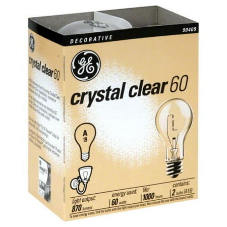 Crystal Clear Light Bulb - GE Crystal Clear 60 Watt A19 Standard Light Bulb E26 Base (12 Pack Of 24 Bulbs)
