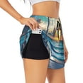 thumbnail image 1 of Balery Ocean View Bedroom Pantalones cortos deportivos para mujer con forro y dos bolsillos, elásticos, para entrenamiento, gimnasio, yoga-Small, 1 of 7
