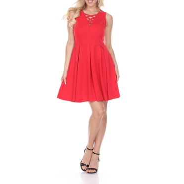 White Mark Women's Plus Size Tweed Fit and Flare Dress