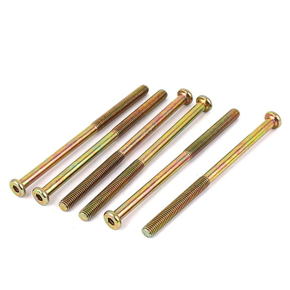 Unique Bargains M8 x 130mm Male Threaded Hex Socket Head Cap Screws Bronze Tone 6 Pcs
