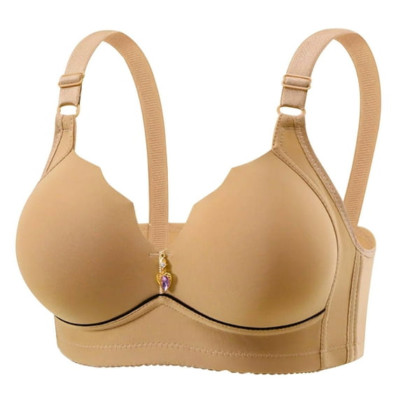Yyeselk Womens Push Up Bra Hide Back Fat No Underwire Bras Full-Coverage Comfortable Everyday Bra Wirefree Smoothing T-Shirt Bra Beige XXXL
