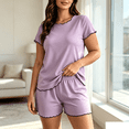 thumbnail image 3 of Vrorvz Plus Size Women Summer Soft Pajamas Lounge Sets Pjs Set Short and Short Sleeve Shirts Sleepwear, 3 of 3
