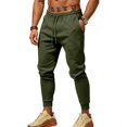 thumbnail image 4 of Men's Tapered Jogger Sweatpants, Drawstring Elastic Waist Outdoor Working Pants, Fall Slim Fit Solid Color Casual Trousers with Pockets Army Green 2XL, 4 of 6