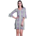 thumbnail image 1 of Moomaya Womens Imprimé Courte Robe Cloche Manches Robes de Décalage pour les Femmes Vêtements d'Été Occasionnels, 1 of 6