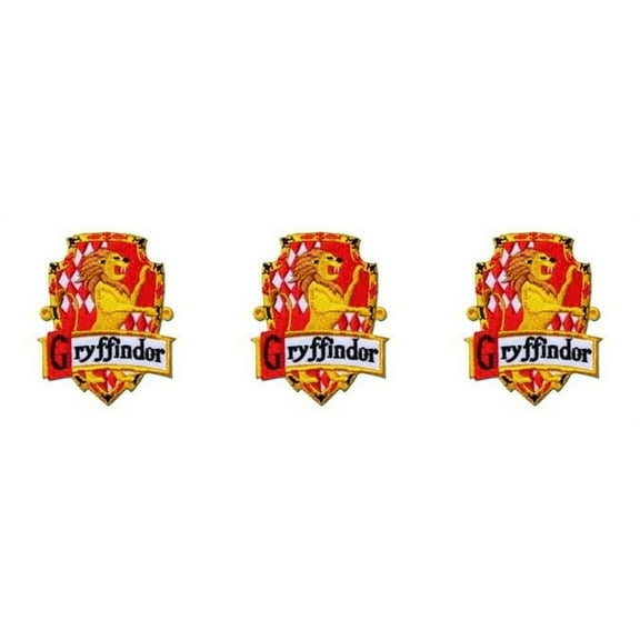 HP Gryffindor Crest 3" Tall Embroidered Iron on Patch Set of 3