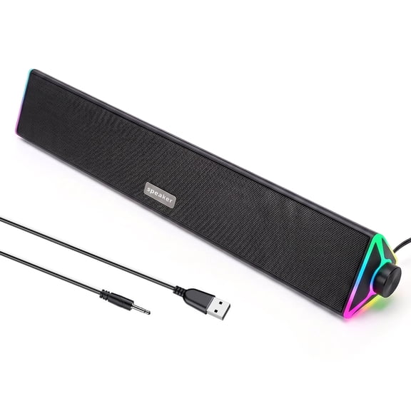 Bluetooth Computer Speakers for Desktop, PC Speakers with Single USB for Power and Stereo Sound, Touch RGB Lights Gaming Speakers Sound bar for Desktop PC Laptop