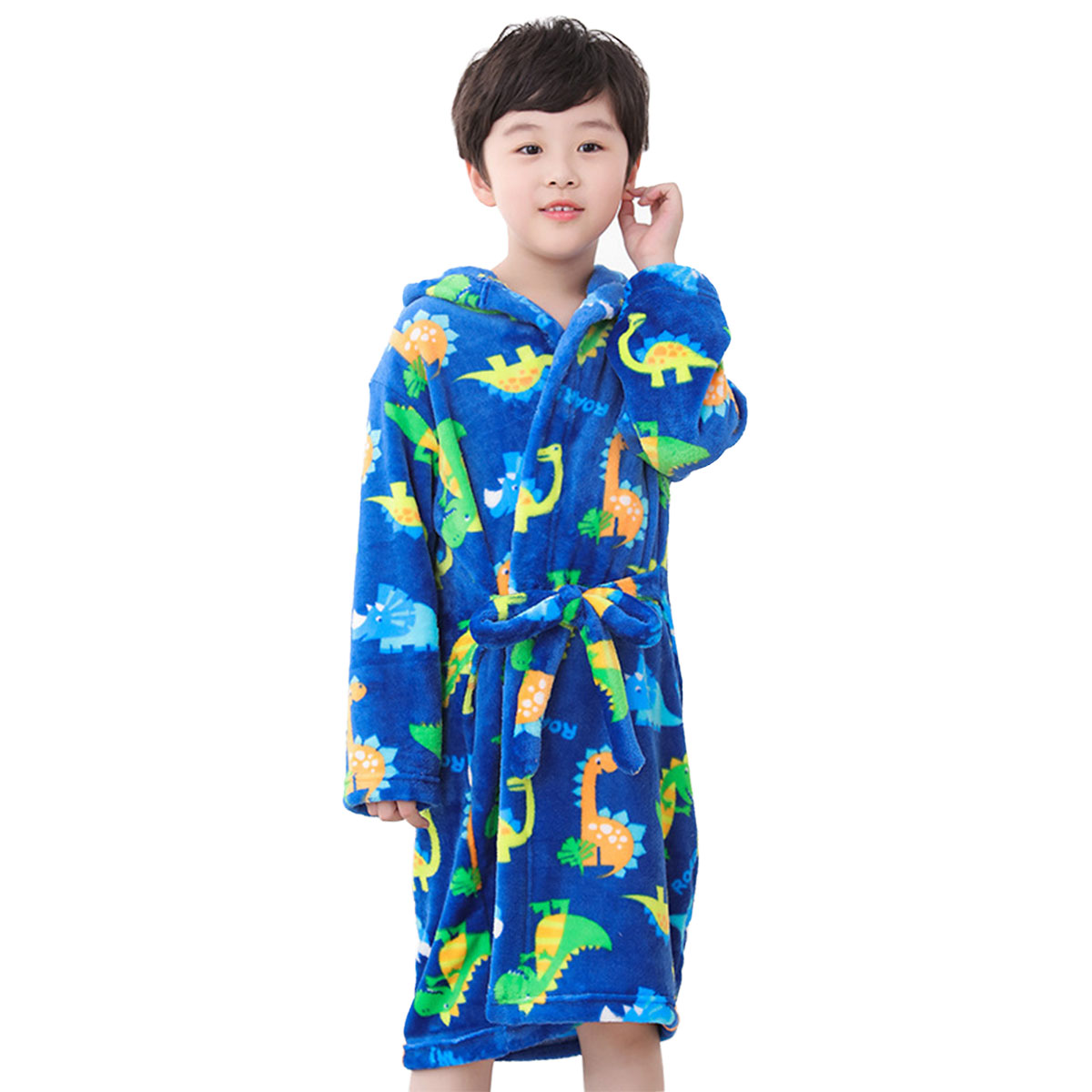 Kids Hooded Robe Soft Toddler flannel Kimono Bathrobe Hoodie Sleepwear for Boys Boy Bathrobe