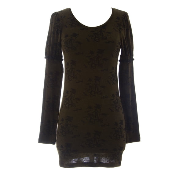 ETERNAL CHILD Women's Brown Long Sleeve Printed Tunic Blouse Sz S NEW