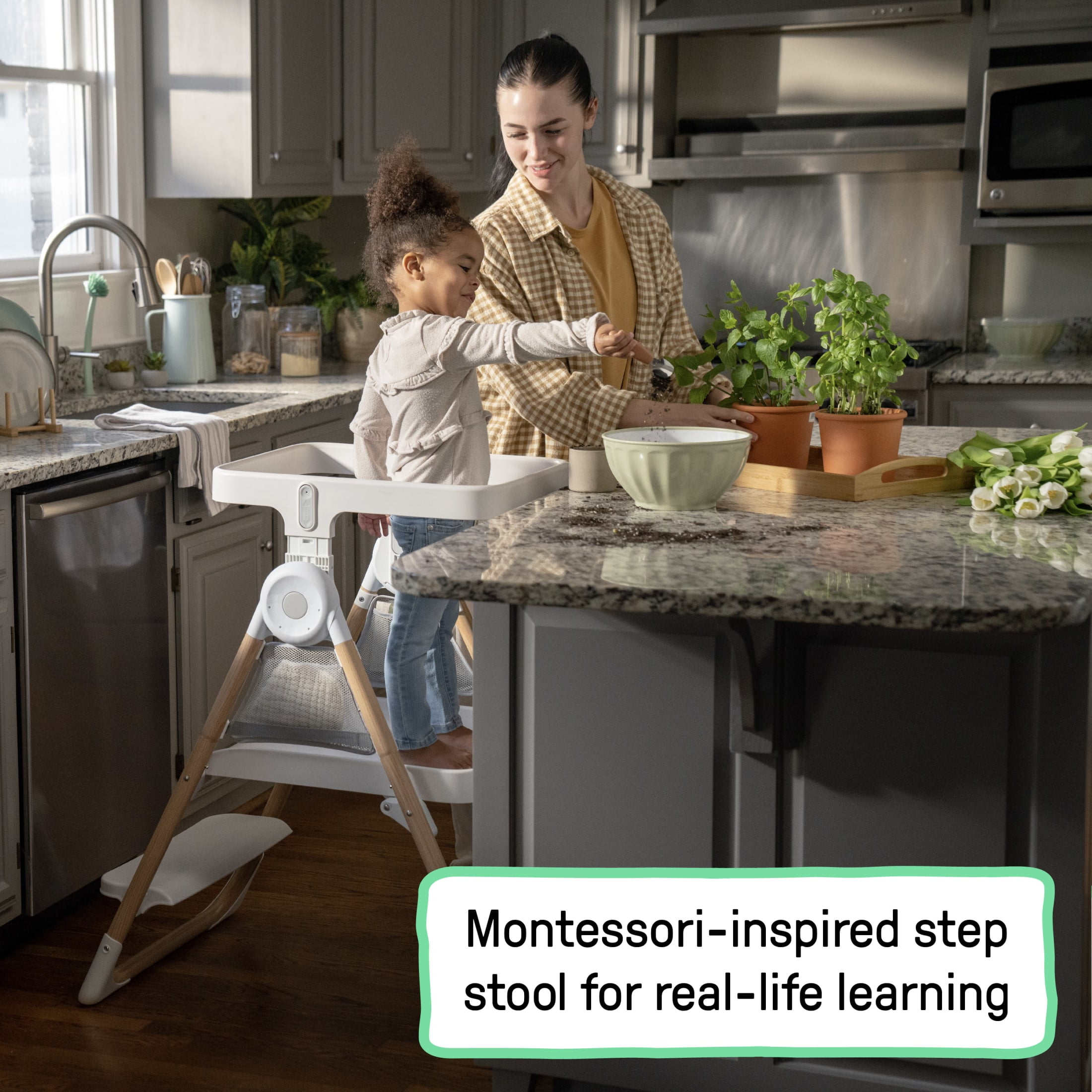 Ingenuity Table to Tower 2-in-1 Step Stool - Kitchen Tower - Play Table - Fold to Store - 18M-4Y