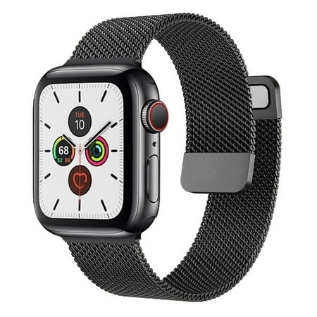 YuiYuKa Compatible with Apple watch bands 45mm 44mm 42mm 41mm 40mm 38mm Ultra 49mm，Metal bracelet Stainless Steel Mesh Milanese Loop Band Strap for iwatch apple watch series 8 3 4 5 6 7 SE black