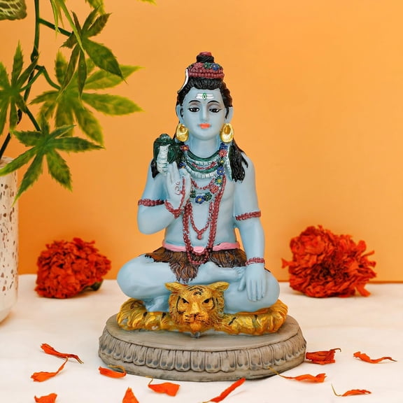 BangBangDa Hindu God Lord Shiva Statue - 5.7”H Indian Murti Shiva Idol for Home Office Temple Mandir Prayer Room Pooja Item Birthday Diwali Housewarming Gifts for Indian People