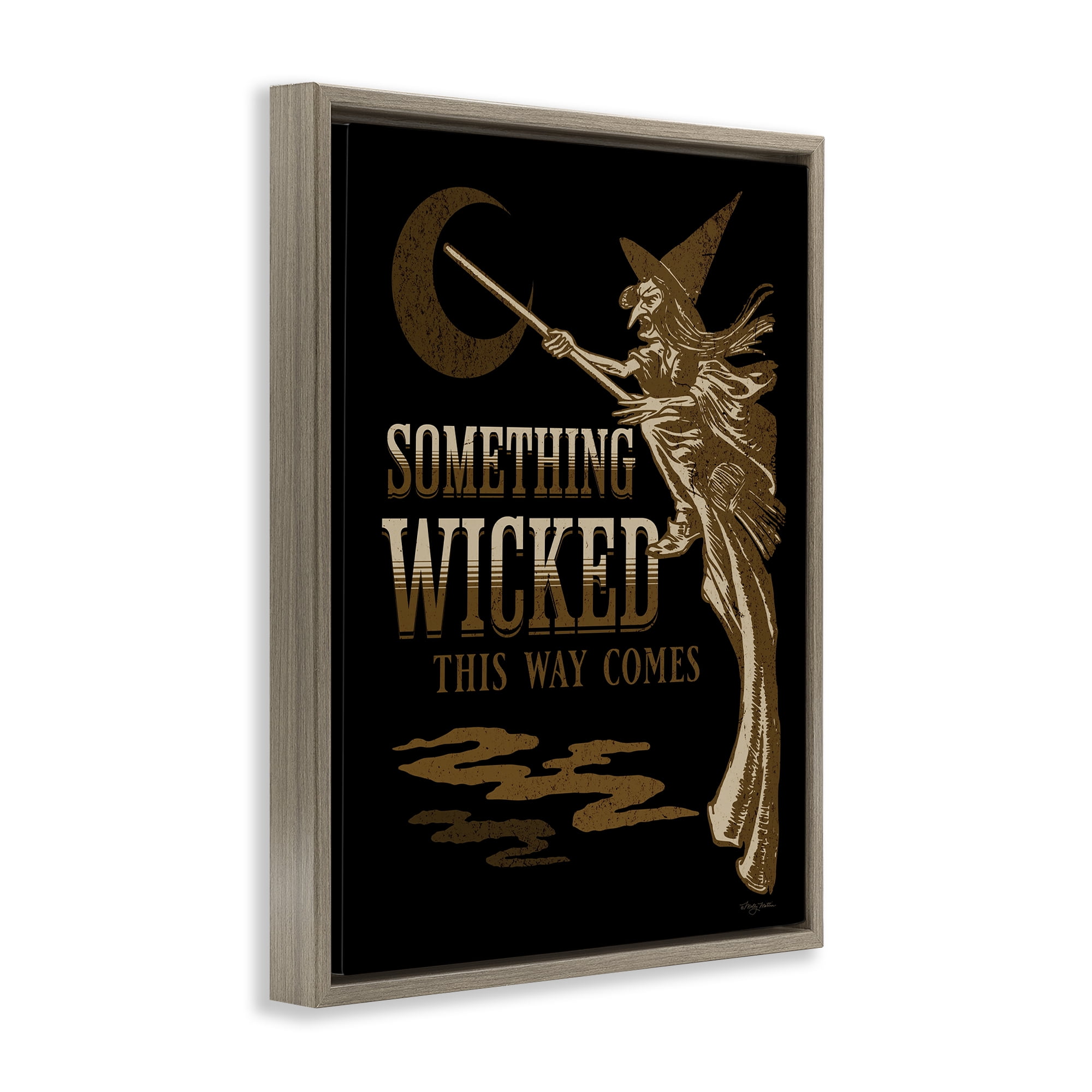 Stupell Industries Something Wicked Witch Holiday Painting Brown Floater Framed Art Print Wall Art, 25 x 31