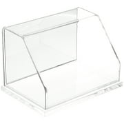 Plymor Clear Acrylic Slanted Front Display Case with Base (Mirror Back), 6" W x 4" D x 4" H