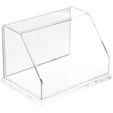 Plymor Clear Acrylic Slanted Front Display Case with Base (Mirror Back), 6" W x 4" D x 4" H