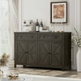 thumbnail image 7 of Homfa Farmhouse Cabinet with Adjustable Shelf, 4-Doors 2-Drawers Kitchen Buffet Cabinet Wood Sideboard for Dining Room Living Room, Dark Brown, 7 of 7
