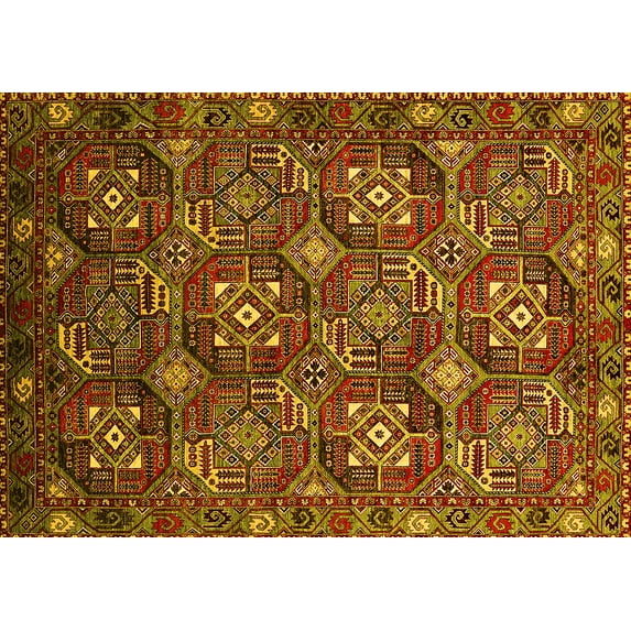 Ahgly Company Indoor Rectangle Oriental Yellow Industrial Area Rugs, 2' x 4'