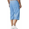 thumbnail image 3 of BiZtdJrK Men's Casual Cotton Linen Beach Short Pants Solid Color Drawstring Elastic Waist Sweat Shorts 2025 Summer Capris Fashion Vacation Outfits Blue Sale of The Day, 3 of 7