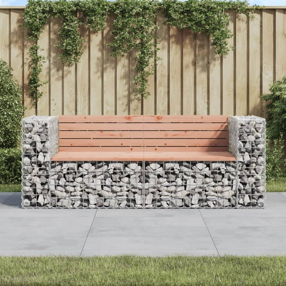 vidaXL Patio Bench Gabion Design Garden Outdoor Seating Loveseat Solid Wood