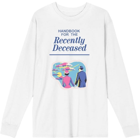 Beetlejuice Handbook For The Recently Deceased Adult White Crew Neck Long Sleeve Tee-Medium