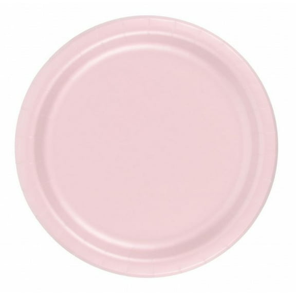 24 Plates 9" Paper Dinner Lunch Plates Wax Coated - Pink