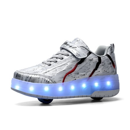 

KOFUBOKE Silver Teen Roller Shoes LED Shoes Size 3 Unisex