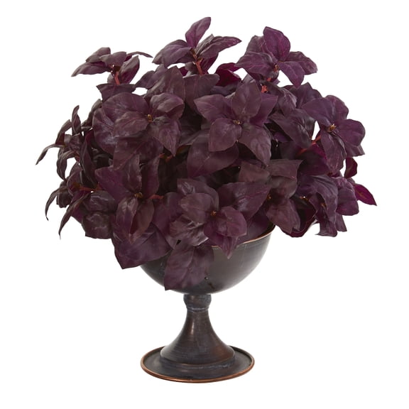 13in. Basil Artificial Plant in Metal Chalice