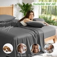 thumbnail image 6 of AiAngu Bamboo California King Sheet Set, Luxury Soft 4 Pieces Bed Sheets with 18" Deep Pocket, Dark Gray, 6 of 8