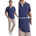 thumbnail image 5 of DARING DIVA Men's Casual Summer Short Sleeves Button Henley Basic Tee M Blue, 5 of 6