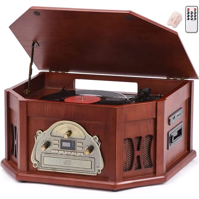Tocadiscos ORCC 10 en 1 con Bluetooth, casete de CD de vinilo USB