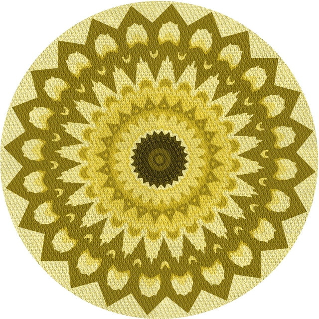 Ahgly Company Machine Washable Indoor Round Transitional Dark Golden Rod Brown Area Rugs, 3' Round