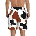 thumbnail image 3 of Bixox Men's Brown Black Cow printing Casual Classic Fit Short Summer Beach Shorts, 3 of 6