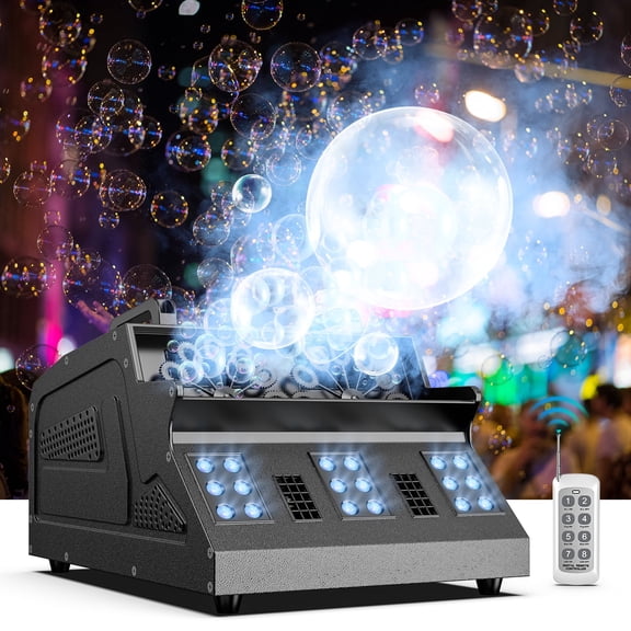 1500W Fog Bubble Machine, 3 in 1 with RBG Lights, Remote & DMX Control for Stage DJ Party Wedding