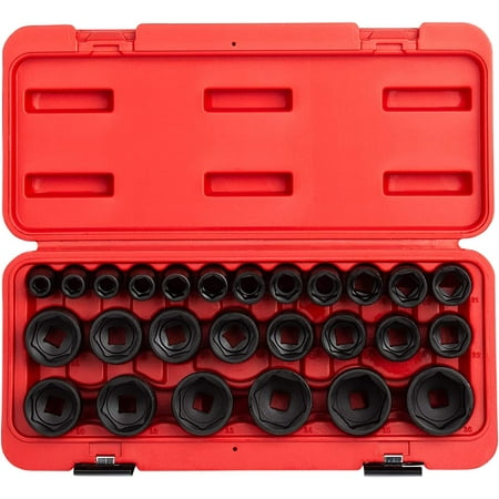 

Sunex 2645 1/2 Inch Drive Impact Socket Set 26-Piece Metric 10mm-36mm Cr-Mo Alloy Steel Radius Corner Design Heavy Duty Storage Case