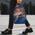 thumbnail image 2 of Rateoe Night Sky Turtle Pattern Student Backpack Water-resistant Backpack 15-inch Laptop Backpack Lightweight Adjustable School Backpack, 2 of 6
