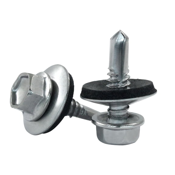 50 Pcs #12 x 3/4" Self Tapping Sheet Metal Screws with Rubber Washer, 410 Stainless Steel Hex Washer Head Self Drilling Screws Metal Roofing Screw