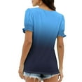 thumbnail image 7 of Wyobmus Summer Tops for Women Casual Ruffle Trim Sleeve Gradient Color Tops Loose Fit Square Neck T Shirts Blue, 7 of 7
