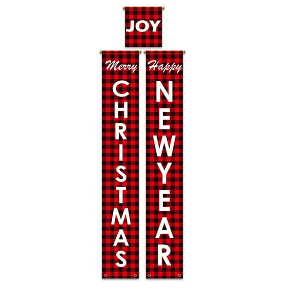 3pcs/set Merry Christmas Banner Door Couplet New Year Decor Hanging Cloth Curtain Pull Flag Xmas Home Outdoor Hanging Ornament Porch Sign