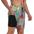 thumbnail image 2 of Kdxio Cute Dinosaur Print Men'S Swim Trunks With Compression Liner 7 Inch Inseam Quick Dry Swim Shorts, 2 of 7