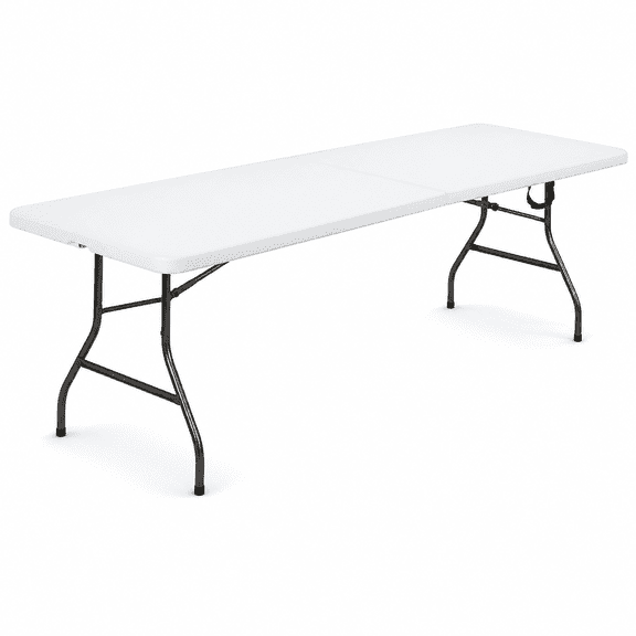 Cosco 8 Ft. Fold-In-Half Banquet Table With Handle, White Color, Durable