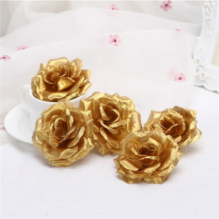 - 5PCS/set 8CM artificial High Simulation Roses Silk Flower Heads Flower Wall Flower Pillar DIY Wedding Home Decoration Festive Accessories& Party Supplies