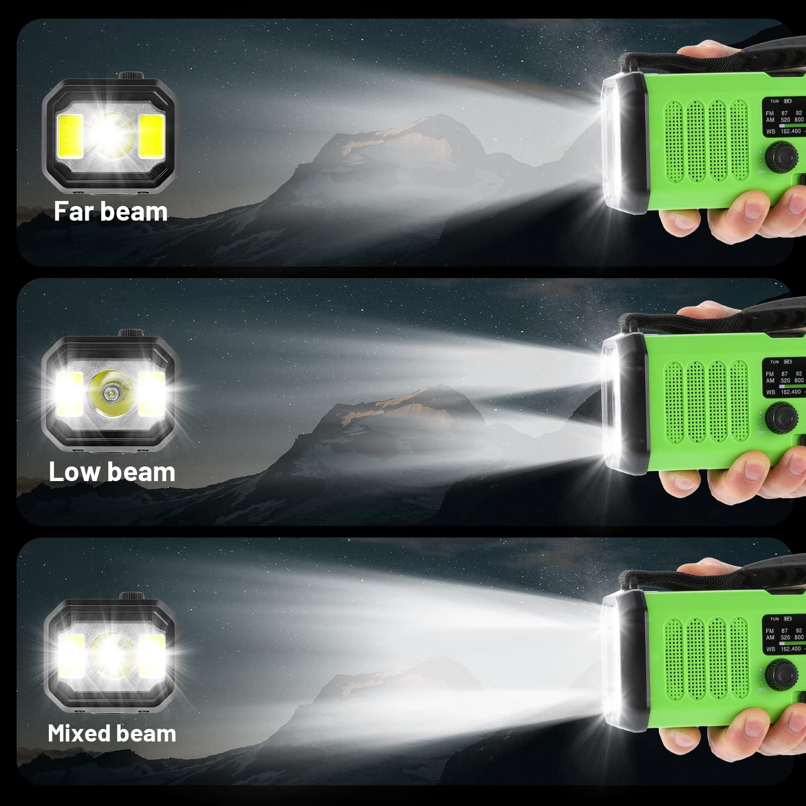 Emergency Hand Crank Radio With 10000mah/37000mwh Backup  Am Fm Noaa Weather Type-c Charge Solar Sos 3 Modes Led Flashlight Reading Lamp Compass For Outdoor