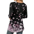 thumbnail image 3 of SAATLERI Blouses for Women Dressy Casual 3/4 Sleeve Crewneck Pleated Tunic Tops Boho Floral Print Womens Summer Tops Fall T Shirts Holiday Clothes, 3 of 4