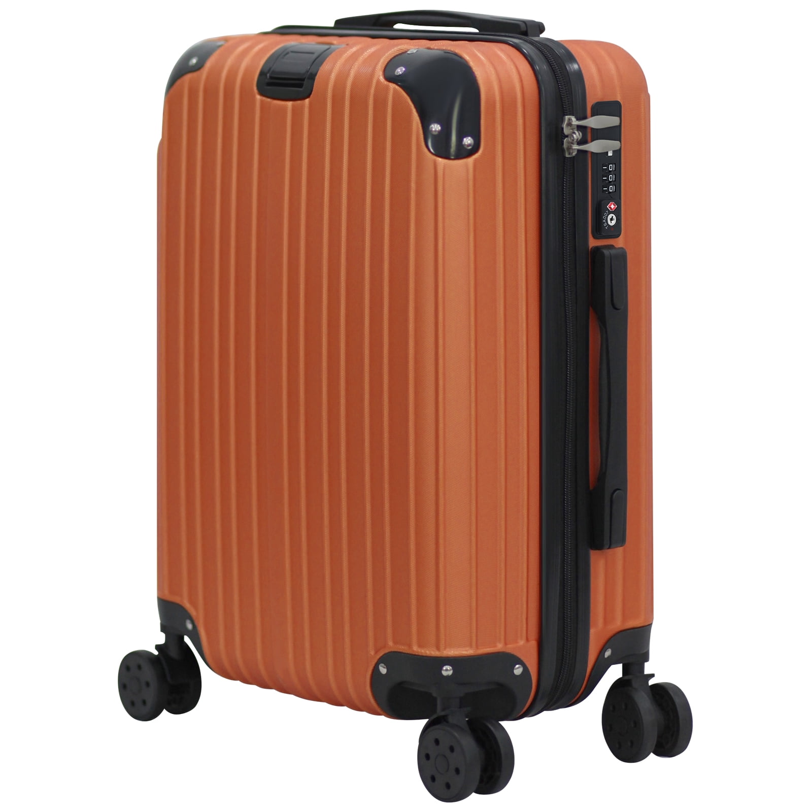 Line Embossed Hard Leather Suitcase Set, Three-Piece Suitcase Set, Customs Lock, Maple Leaf Red