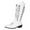 White, variant on Wide Calf Cowboy Boots for Women 2025 Black White Slouch Leather Pointed Toe Low Heel Western Knee High Cowgirl Riding Boots Black Size 6.5