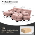 thumbnail image 4 of AOOWOW 133.8" Deep Seat Modular Sofa Set, Chenille Fabric Large Sectional Couches for Living Room, 3 Seater Modern Cloud Couch Set with 2 Ottomans for Apartment or Bedroom, U Shaped, Pink, 4 of 7